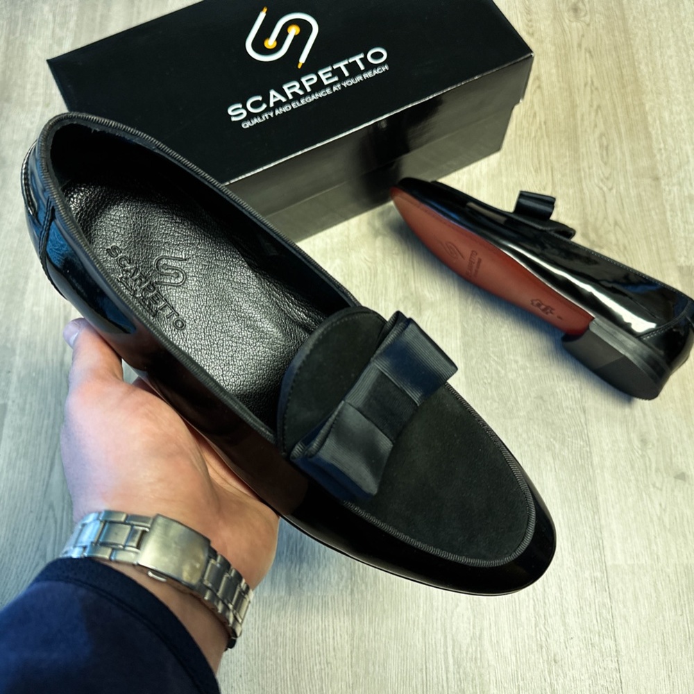 BowTie Black Men's Genuine Leather Loafer